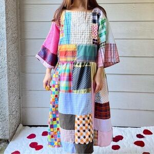 Handmade Quilted Patchwork Plaid/Gingham/Checkered Dress SKU 12022